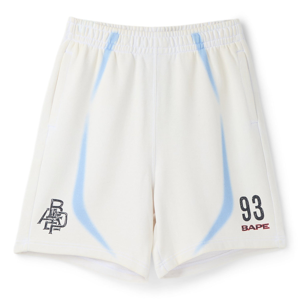 A Bathing Ape Heavy Wash Hand Draw Football Logo Relaxed Fit Sweat Shorts M (White) Trousers