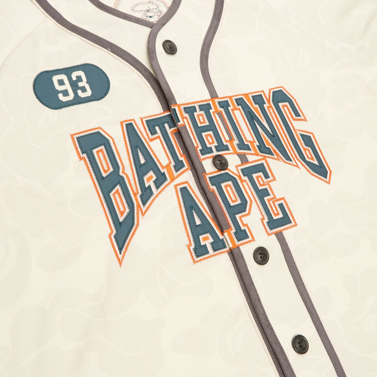 A Bathing Ape Solid Camo Multi Logo Baseball Ss Shirt M (Ivory) Top