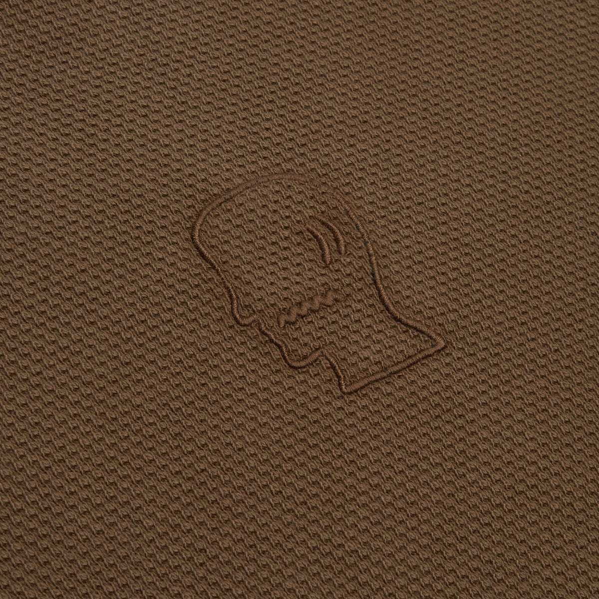 Brain Dead Boxy Thermal Mock Neck T-Shirt (Brown) Top