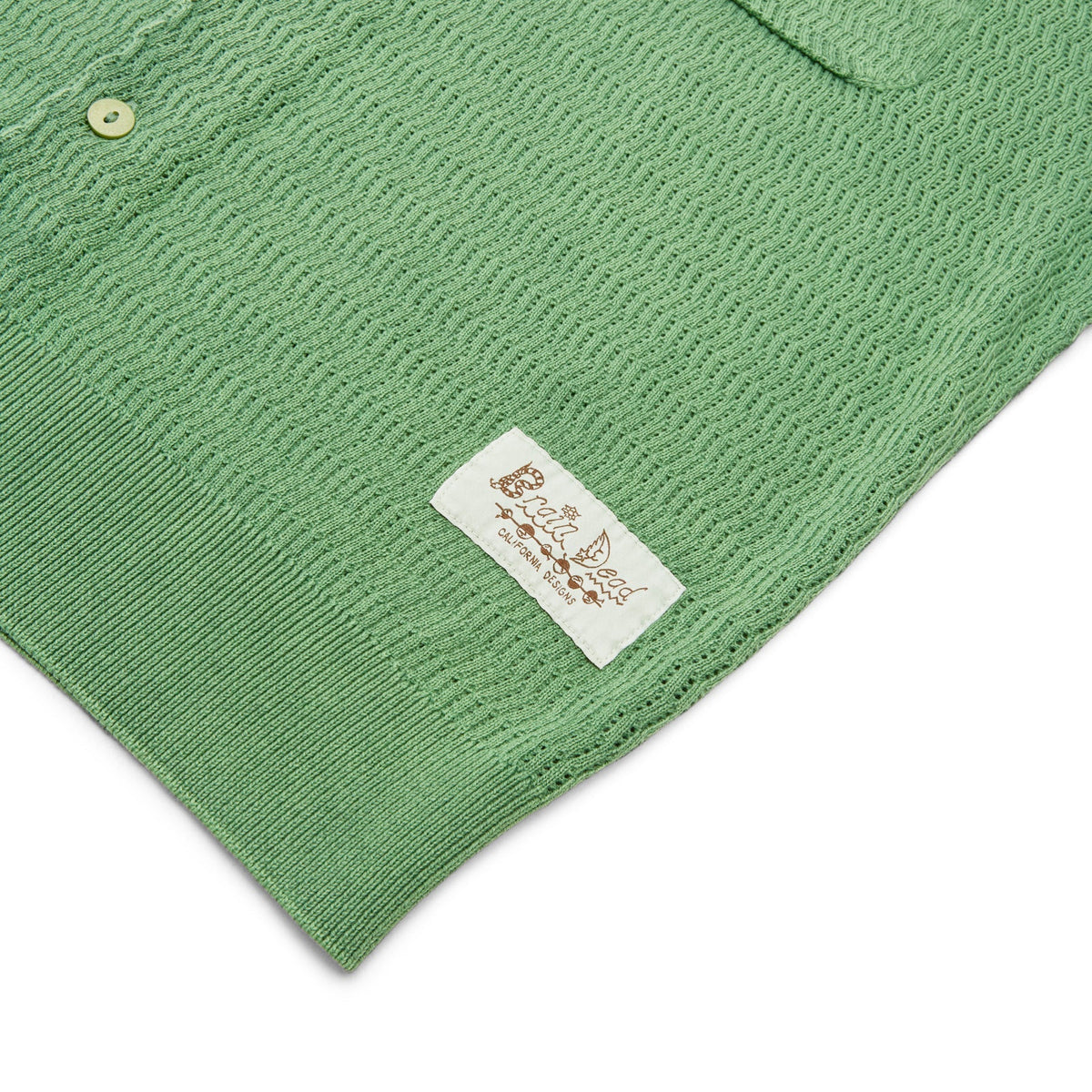 Brain Dead Pigment Dye Long Sleeve Polo Sweater (Green) Top