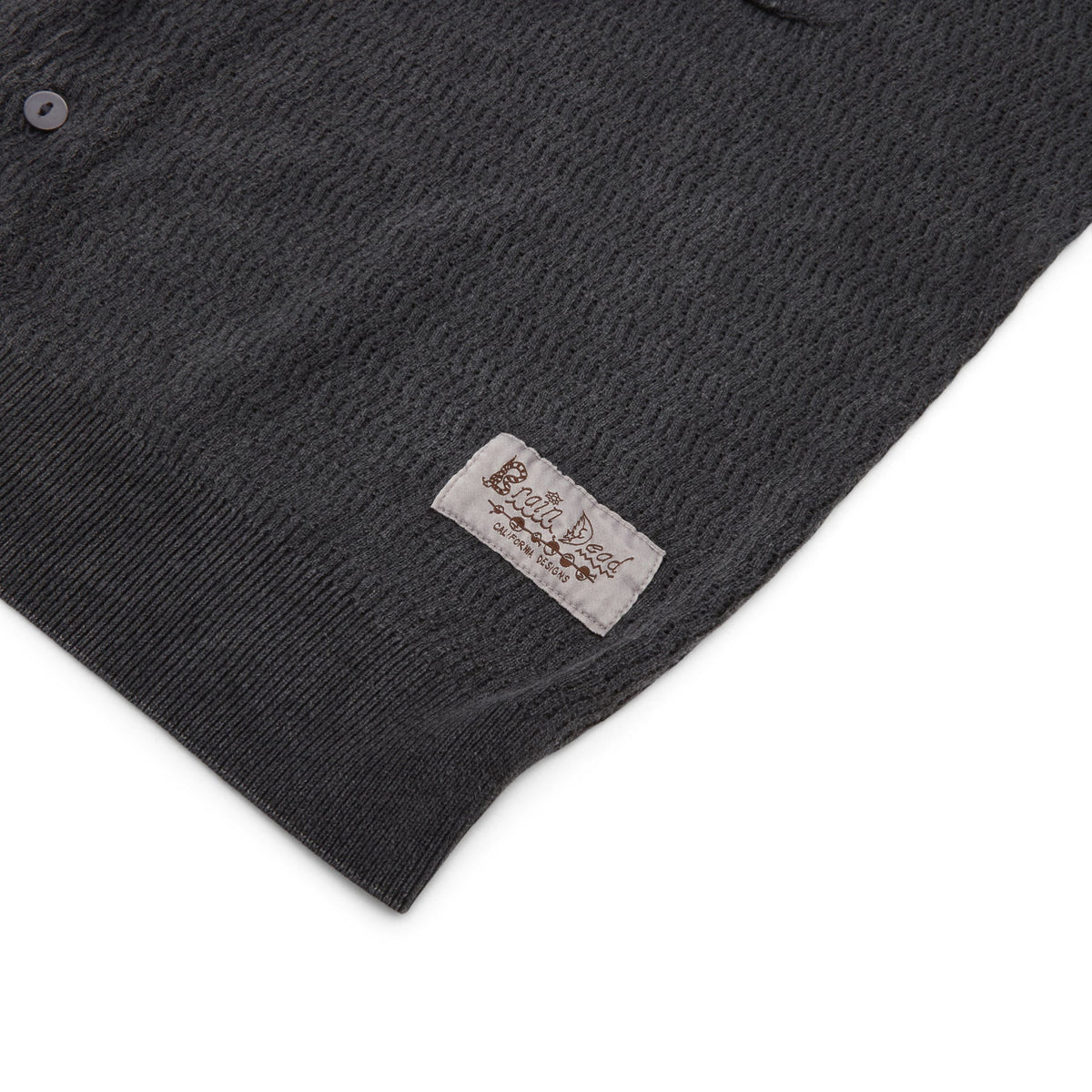 Brain Dead Pigment Dye Long Sleeve Polo Sweater (Ink) Top