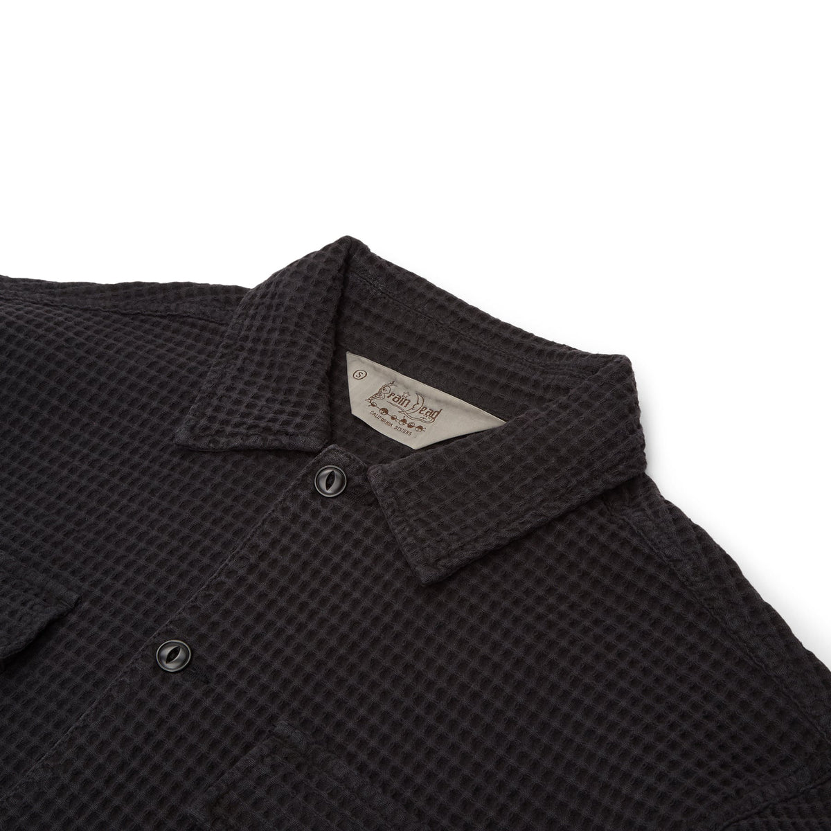Brain Dead Waffle Button Front Shirt (Black) Top