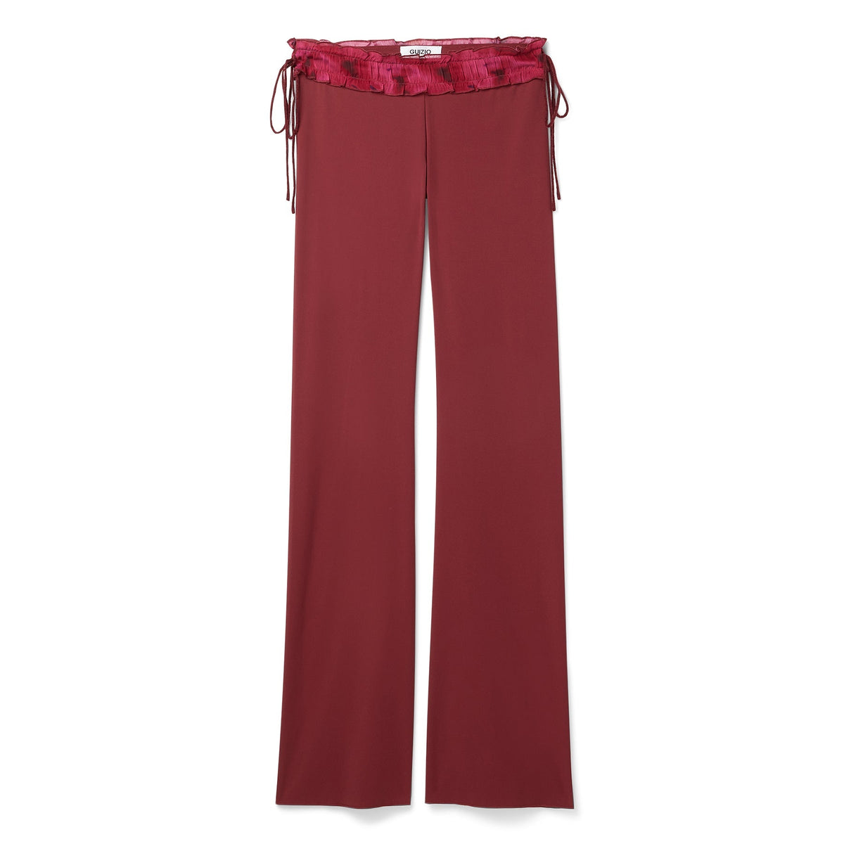 Danielle Guizio Ruched Side Tie Stretch Pant (Bordeaux) Trousers