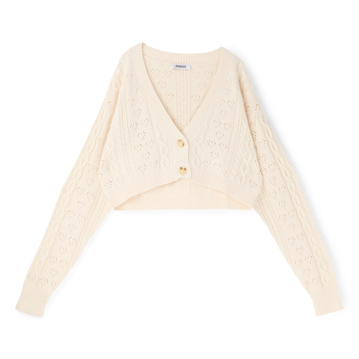Danielle Guizio Noah Cable Crop Cardigan (Snow white) Top