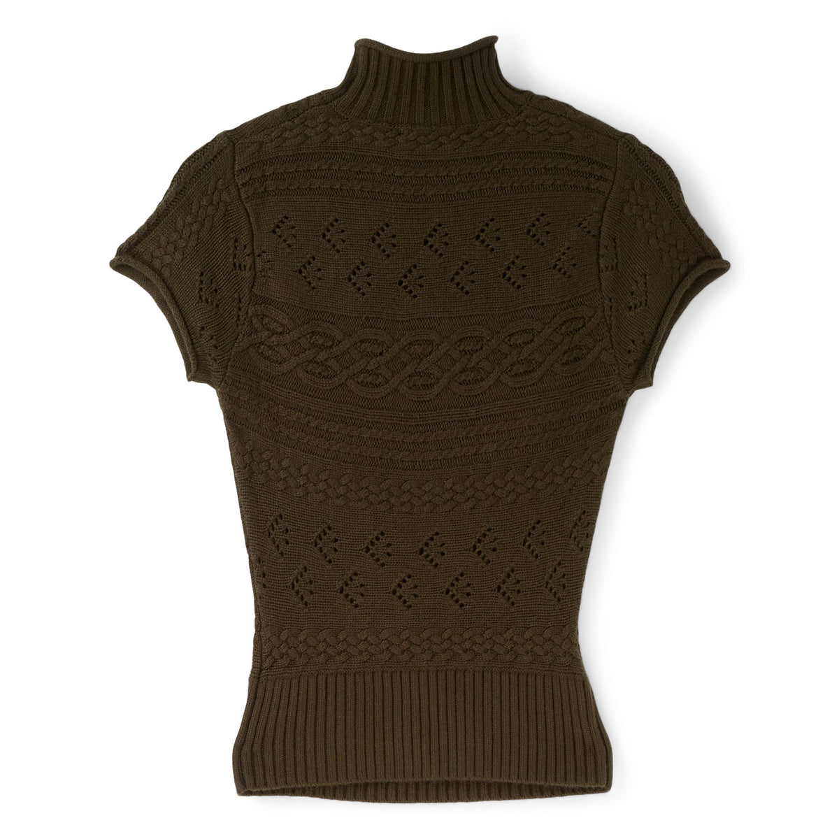 Danielle Guizio Vivienne Short Sleeve Turtleneck (Dark olive) Top