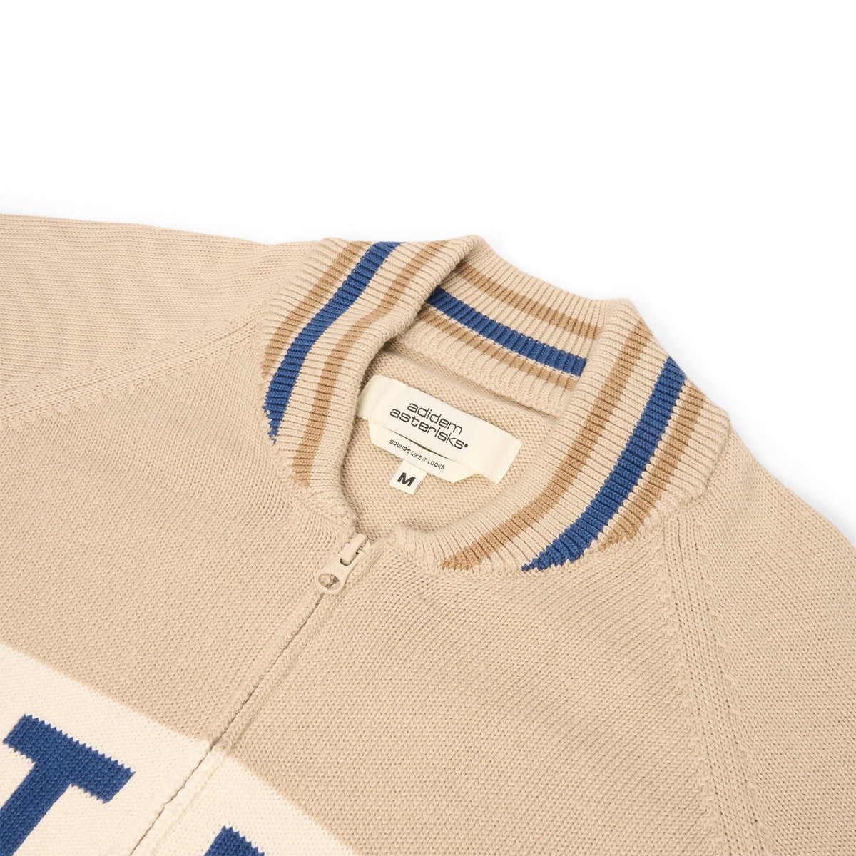Adidem Asterisks Knit Sport Zip Up Sweater (Beige) Top