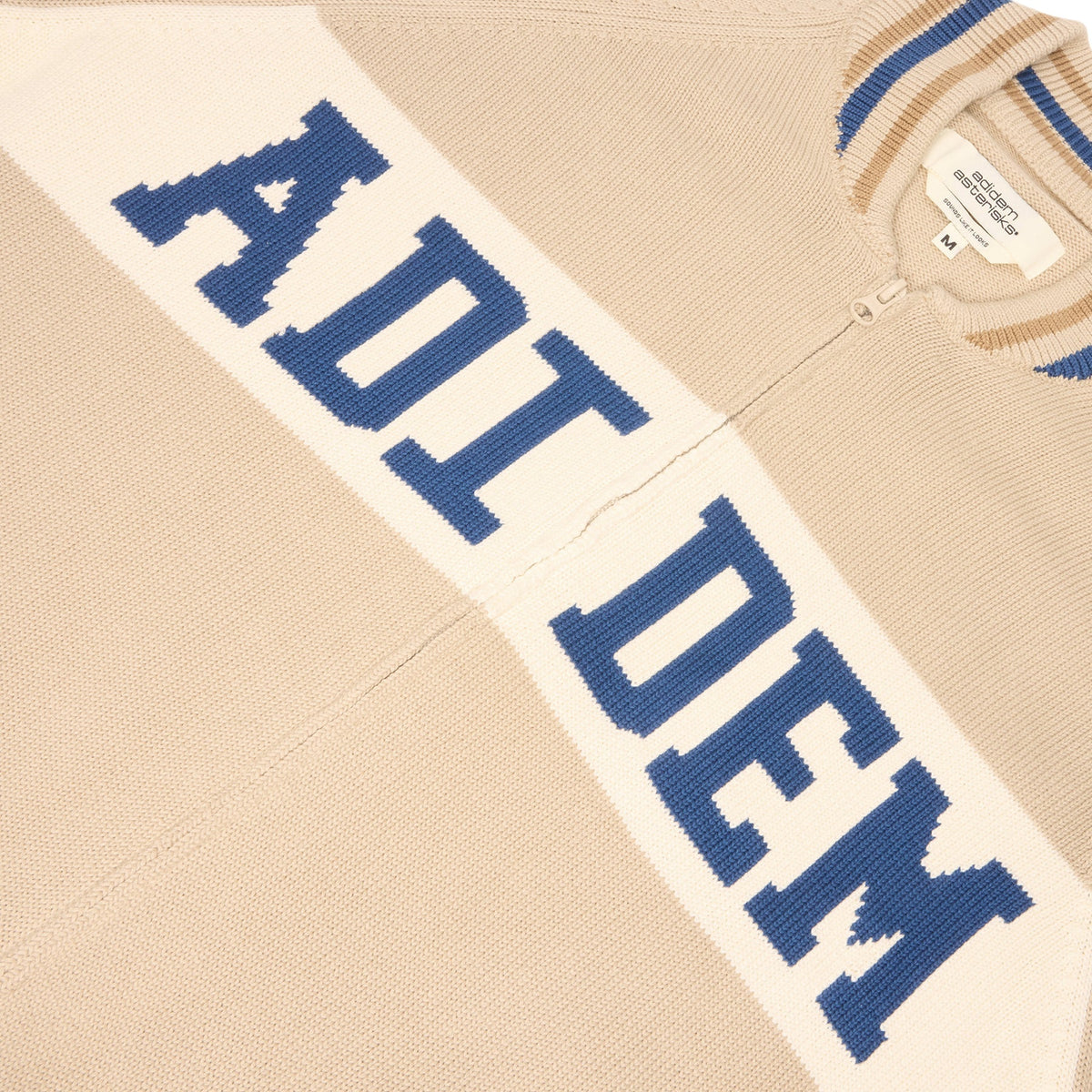 Adidem Asterisks Knit Sport Zip Up Sweater (Beige) Top