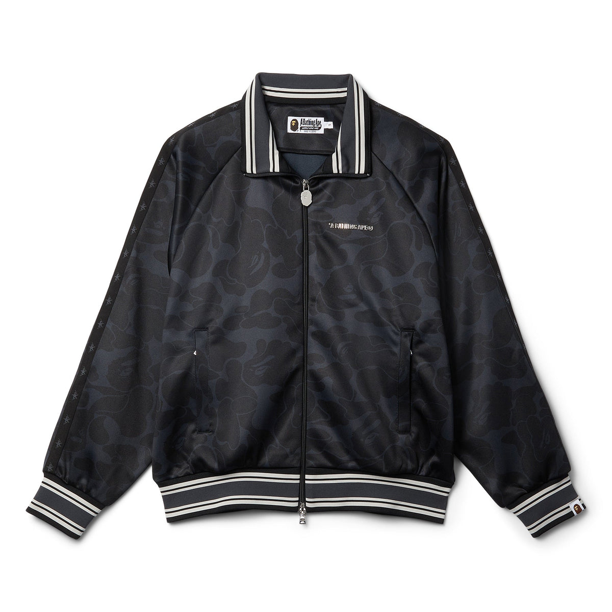 A Bathing Ape Solid Camo Bathing Ape Logo Relaxed Fit Track Jacket (Black) Top