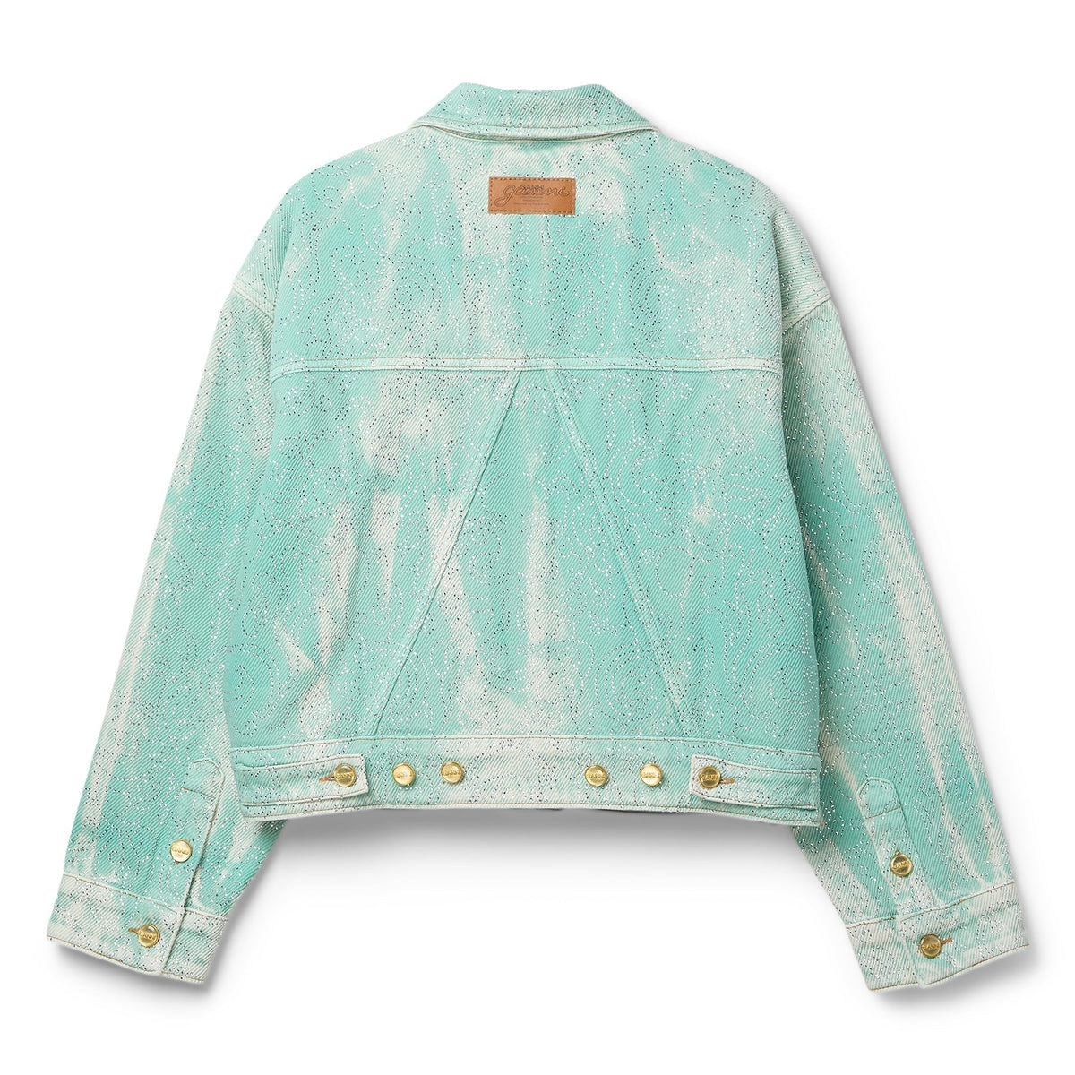 GANNI Overdyed Heavy Denim Cropped Jacket (Brook Green) Top