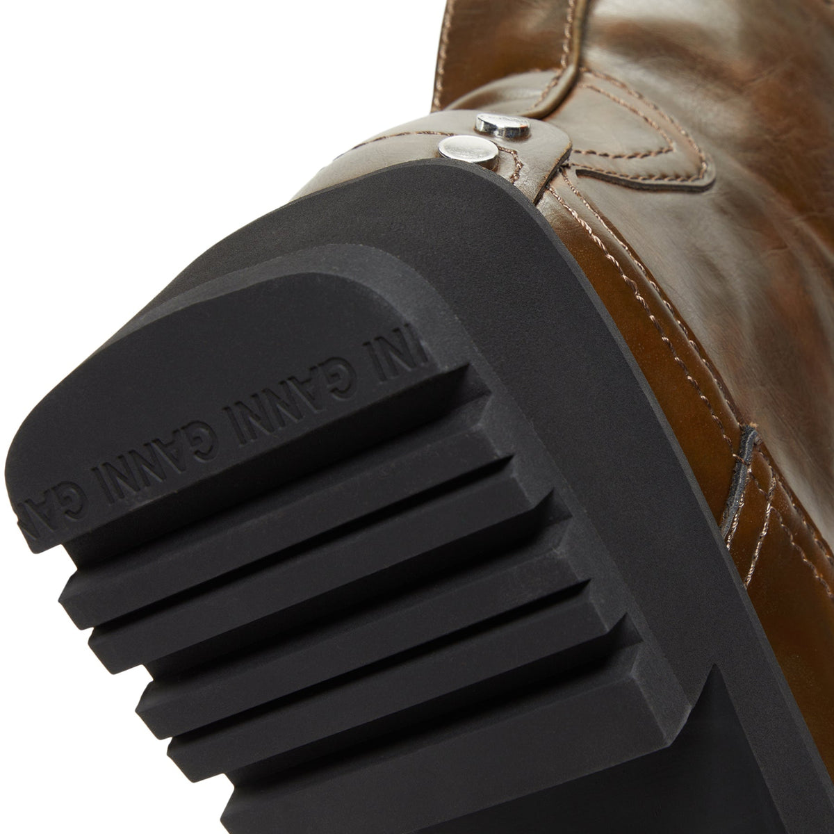 ganni-studs-low-boot-crinkle-oleatex-s3024-826-dark-olive  Footwear