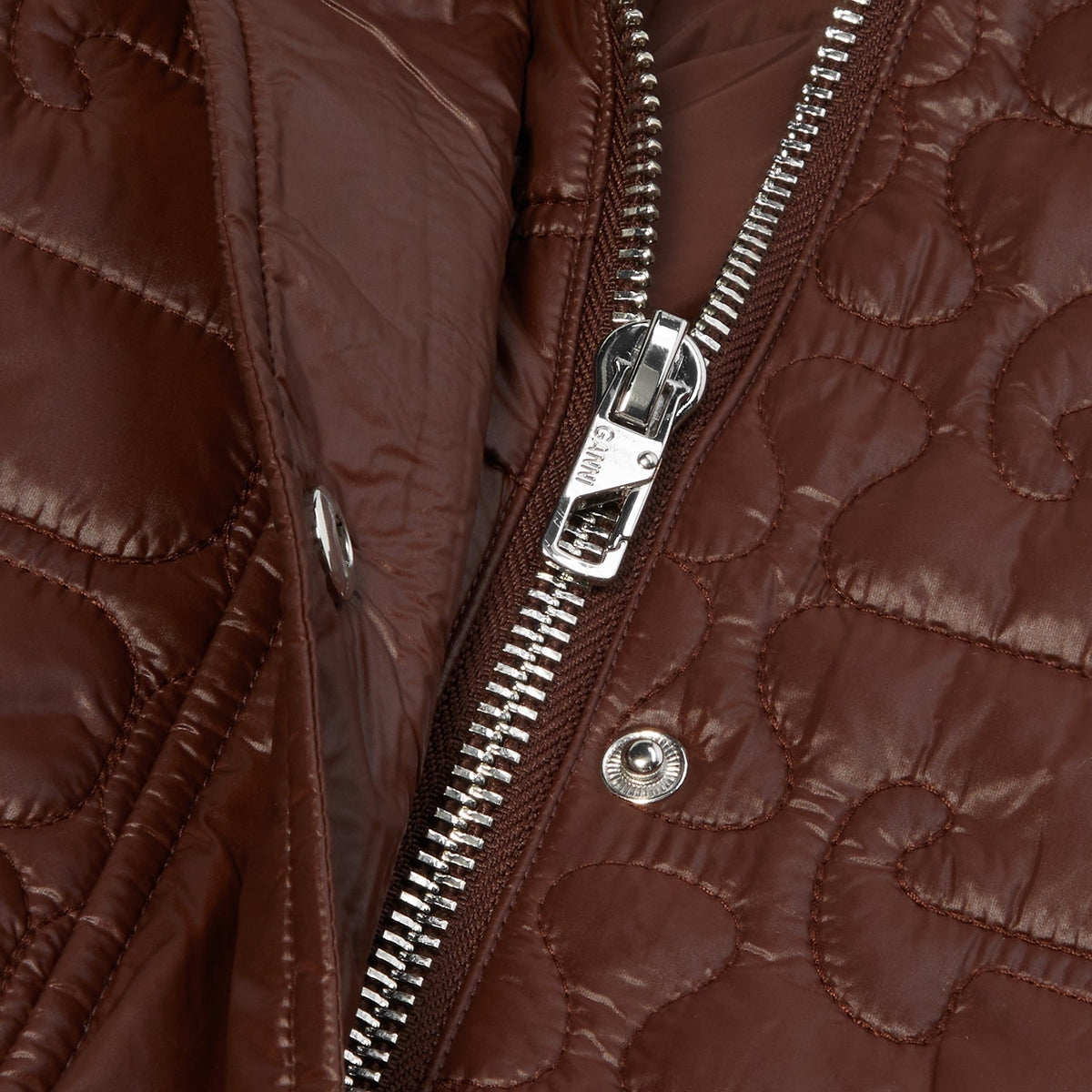 GANNI Shiny Quilt Midi Jacket (Chicory Coffee) Top