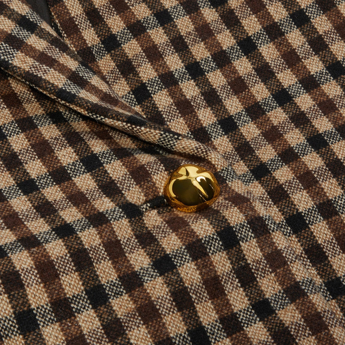 GANNI Check Wool Mix Oversized Blazer (Chicory Coffee) Top