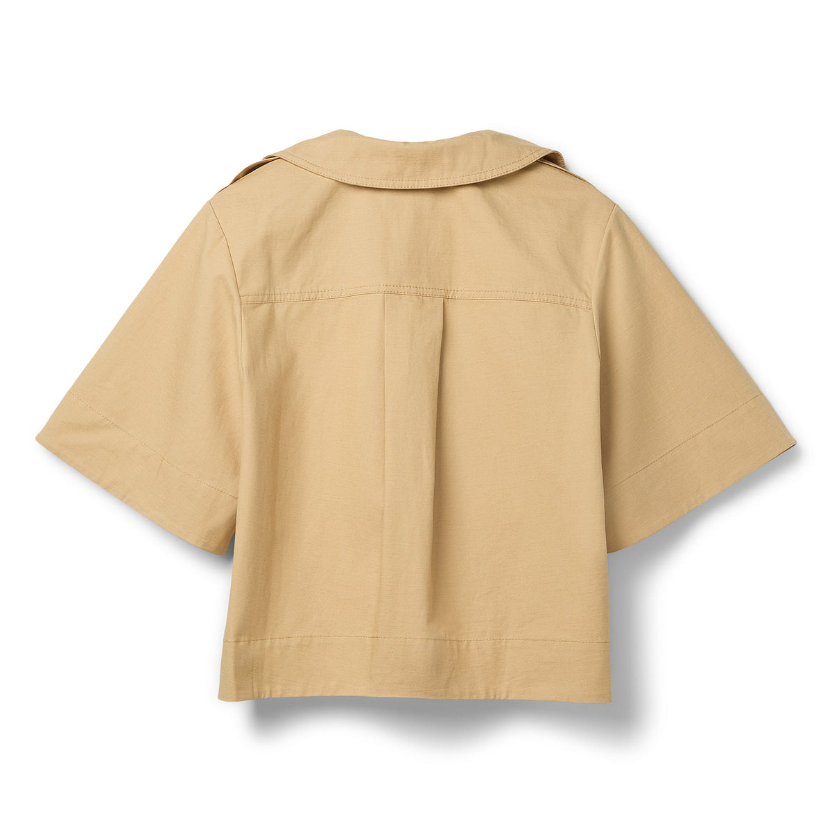 GANNI Classic Summer Suiting Cowl Neck Blouse (Pale Khaki) Top