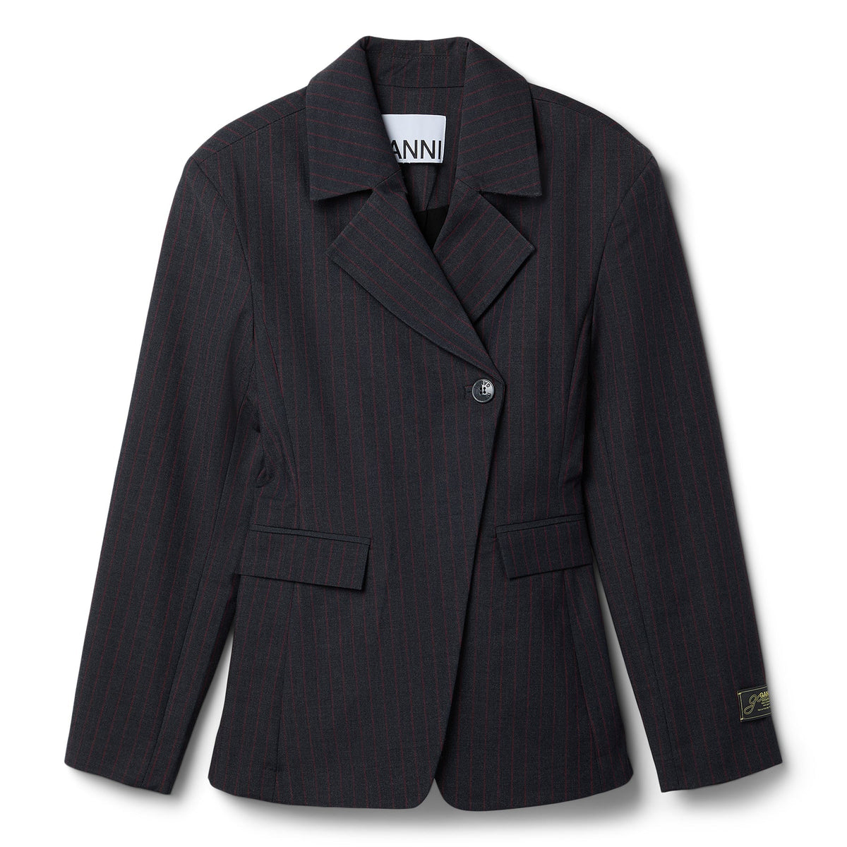GANNI Stretch Stripe Blazer (Phantom) Top