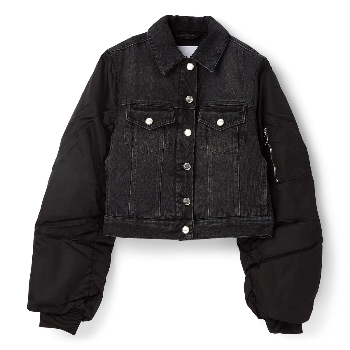 GANNI Rigid Denim Jacket (Black Washed) Top