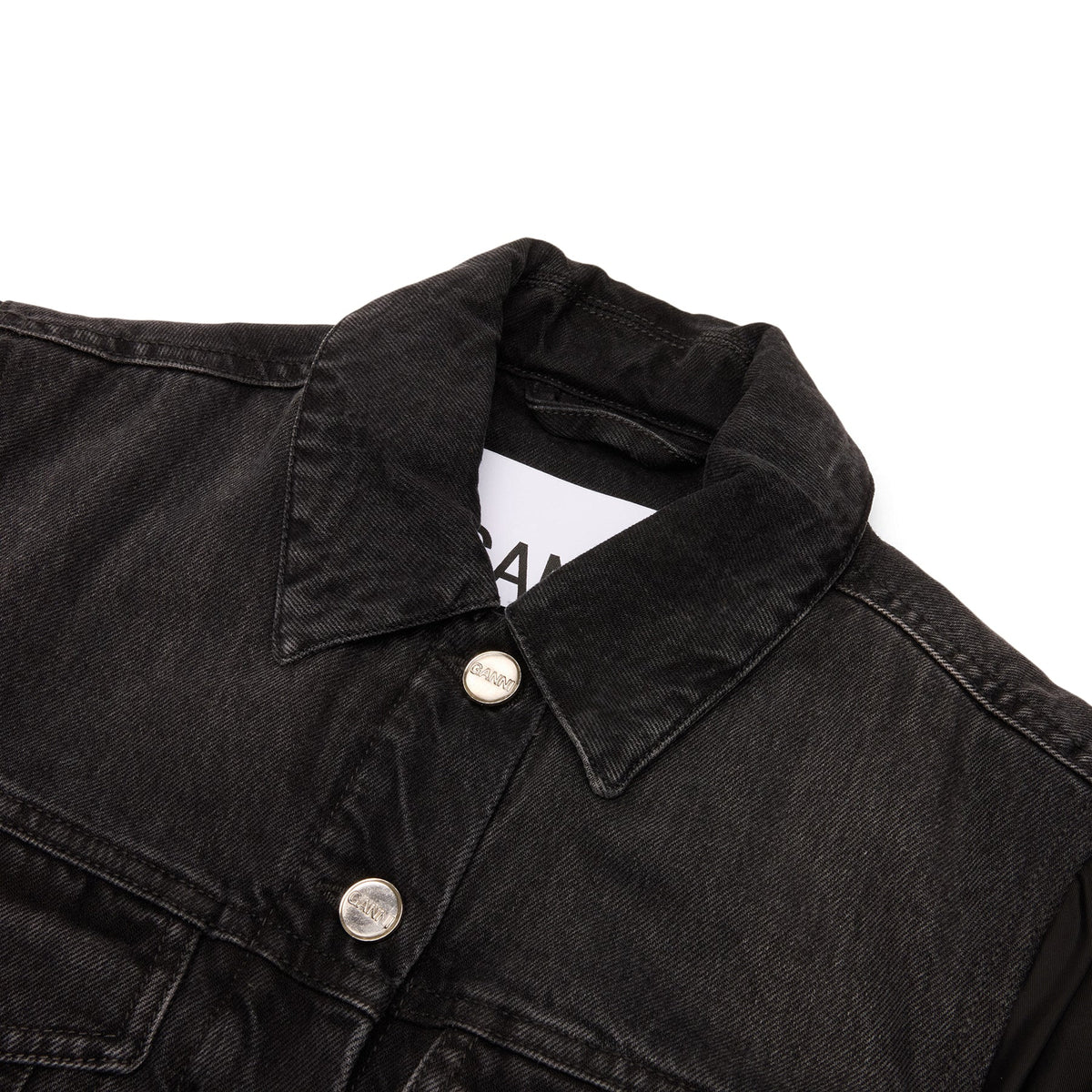 GANNI Rigid Denim Jacket (Black Washed) Top
