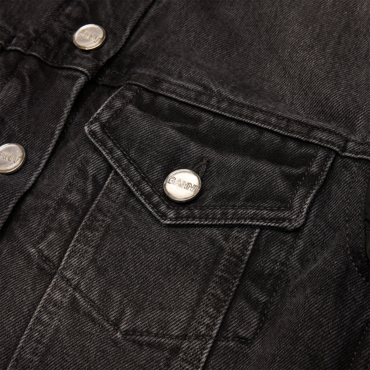 GANNI Rigid Denim Jacket (Black Washed) Top