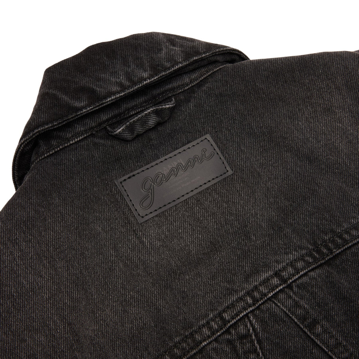 GANNI Rigid Denim Jacket (Black Washed) Top