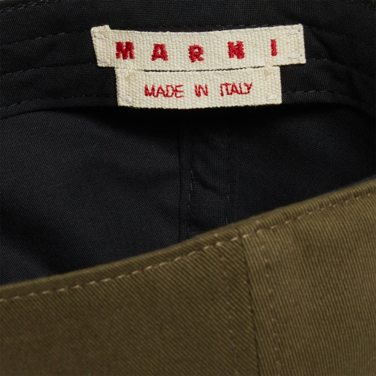 MARNI Embroidered Logo Organic Gabardine Baseball Cap (Deep Sage) Hats