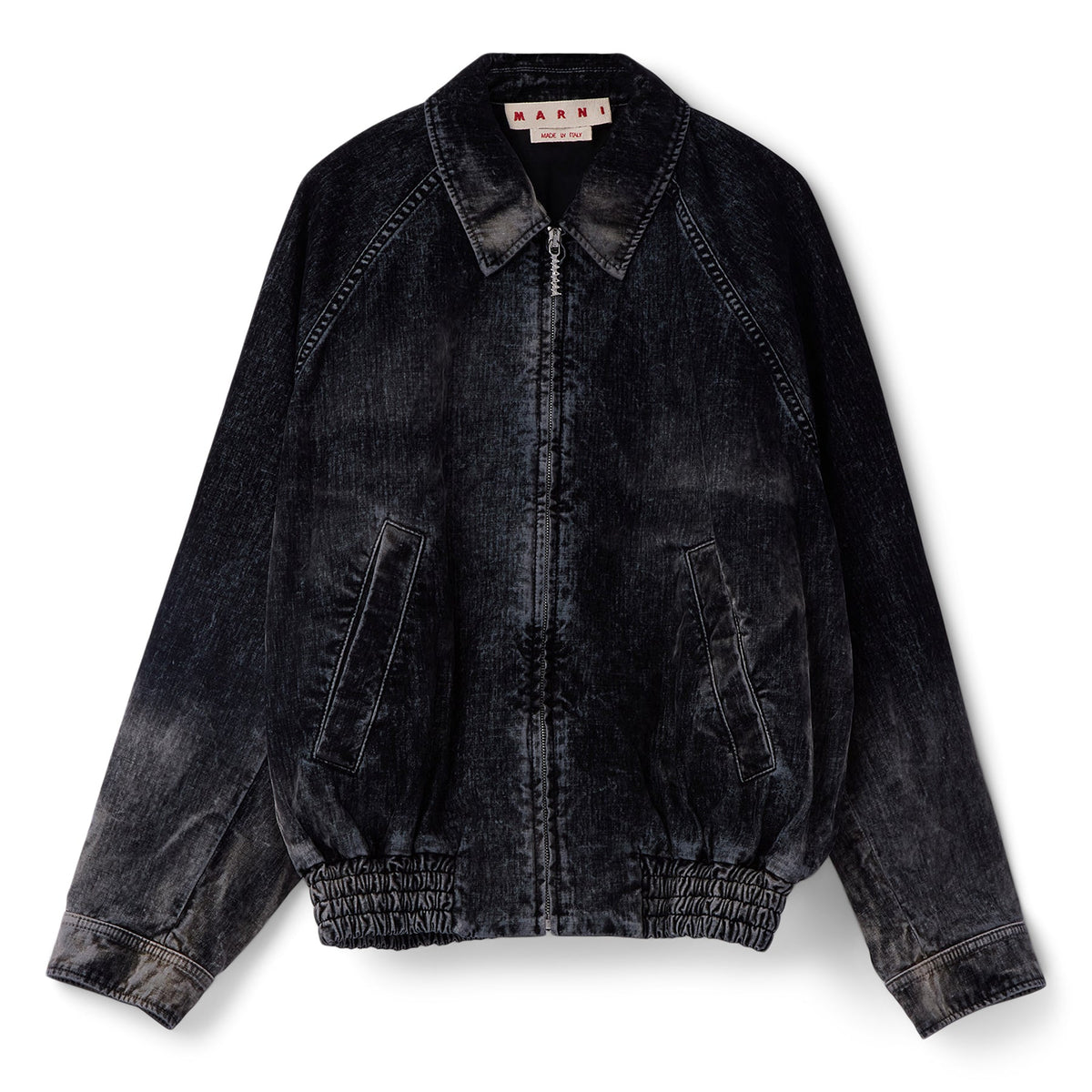 MARNI Flocked Denim Bomber Jacket (Black) Top