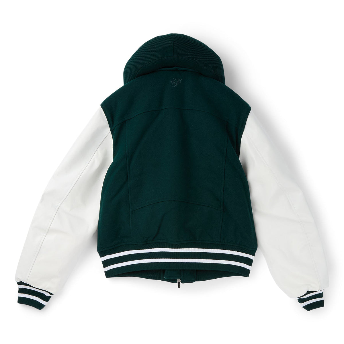 3.Paradis Flying Dove Pillow Neck Varsity Jacket (Green) Top