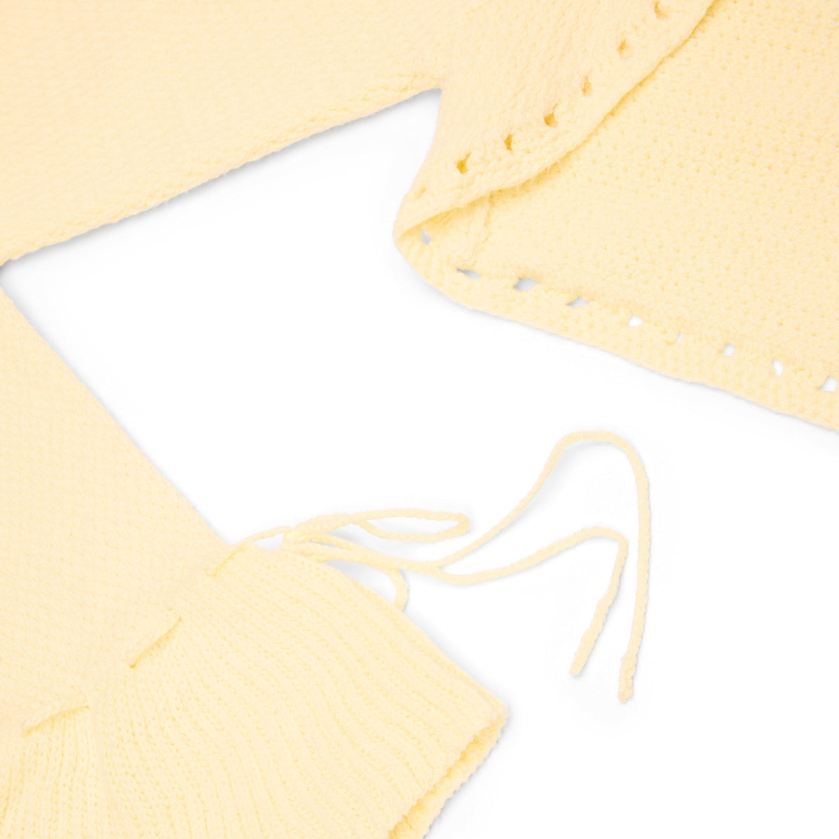 Danielle Guizio Crochet Ruffle Sleeve Bolero (Honey butter) Top