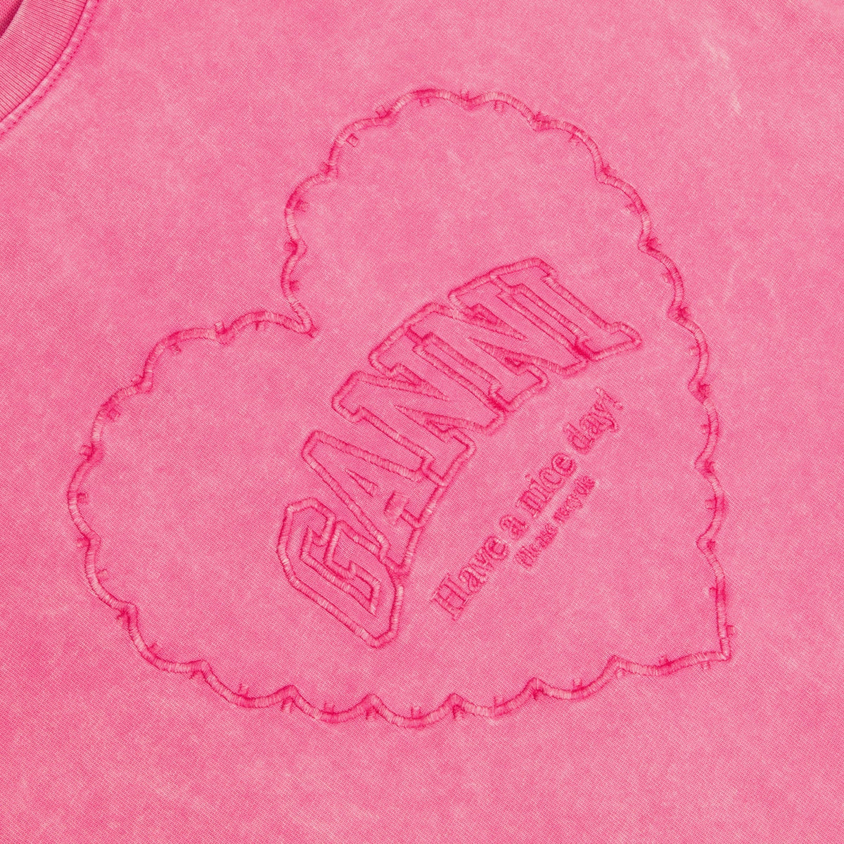 GANNI Heavy Cotton Heart T-shirt (Hot Pink) Top