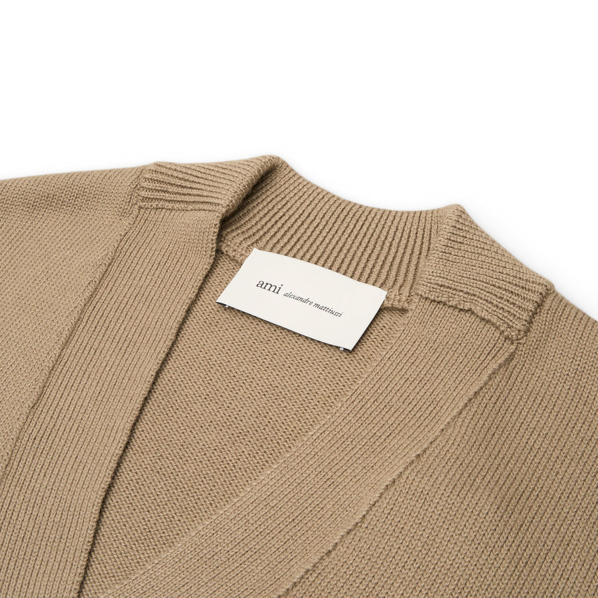 AMI Cardigan With Contrasted AMI De Coeur (Beige taupe/Ecru) Top
