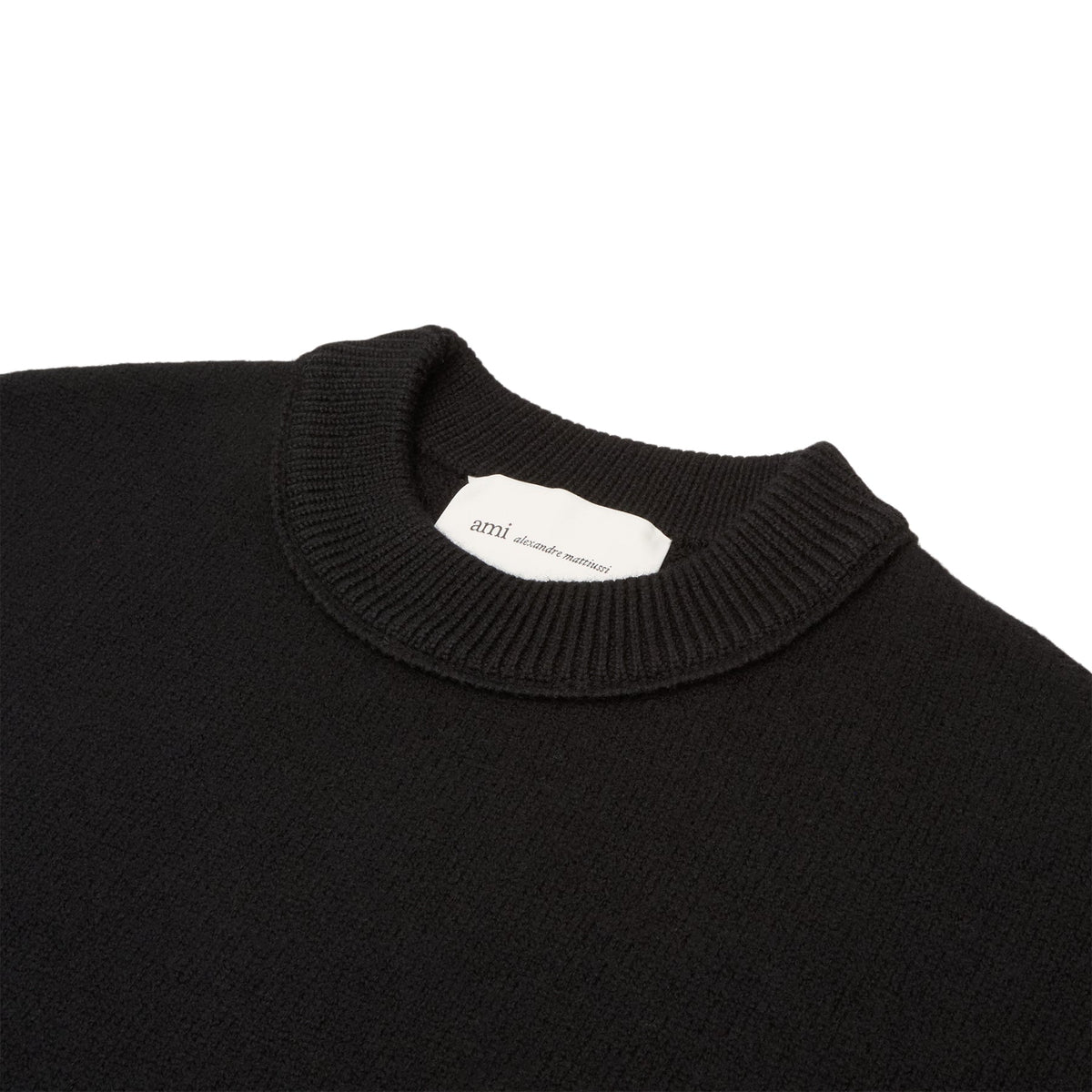 AMI Crewneck Sweater With Contrasted AMI De Coeur (Noir/Rouge) Top