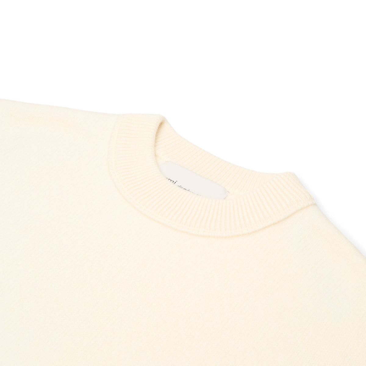 AMI Crewneck Sweater With Contrasted AMI De Coeur (Ecru/Rouge) Top